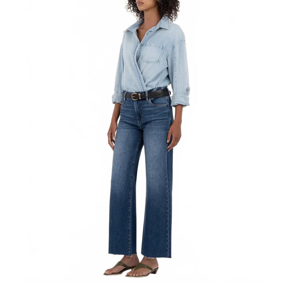 NEW KUT FROM THE KLOTH kelsey high rise ankle flare jeans in royal - Picture 3 of 6
